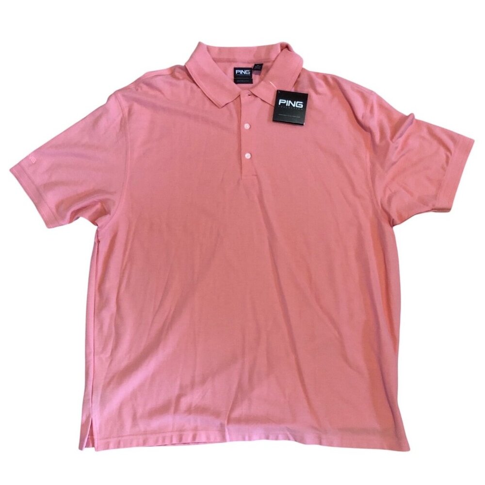 PING Golf Polo Shirt Light Pink Mens 2XL 100% Pima Cotton Peru Breathable Classi